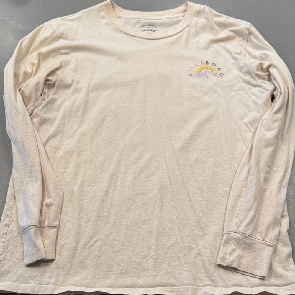 Billabong Cream Long Sleeve Tee with Logo